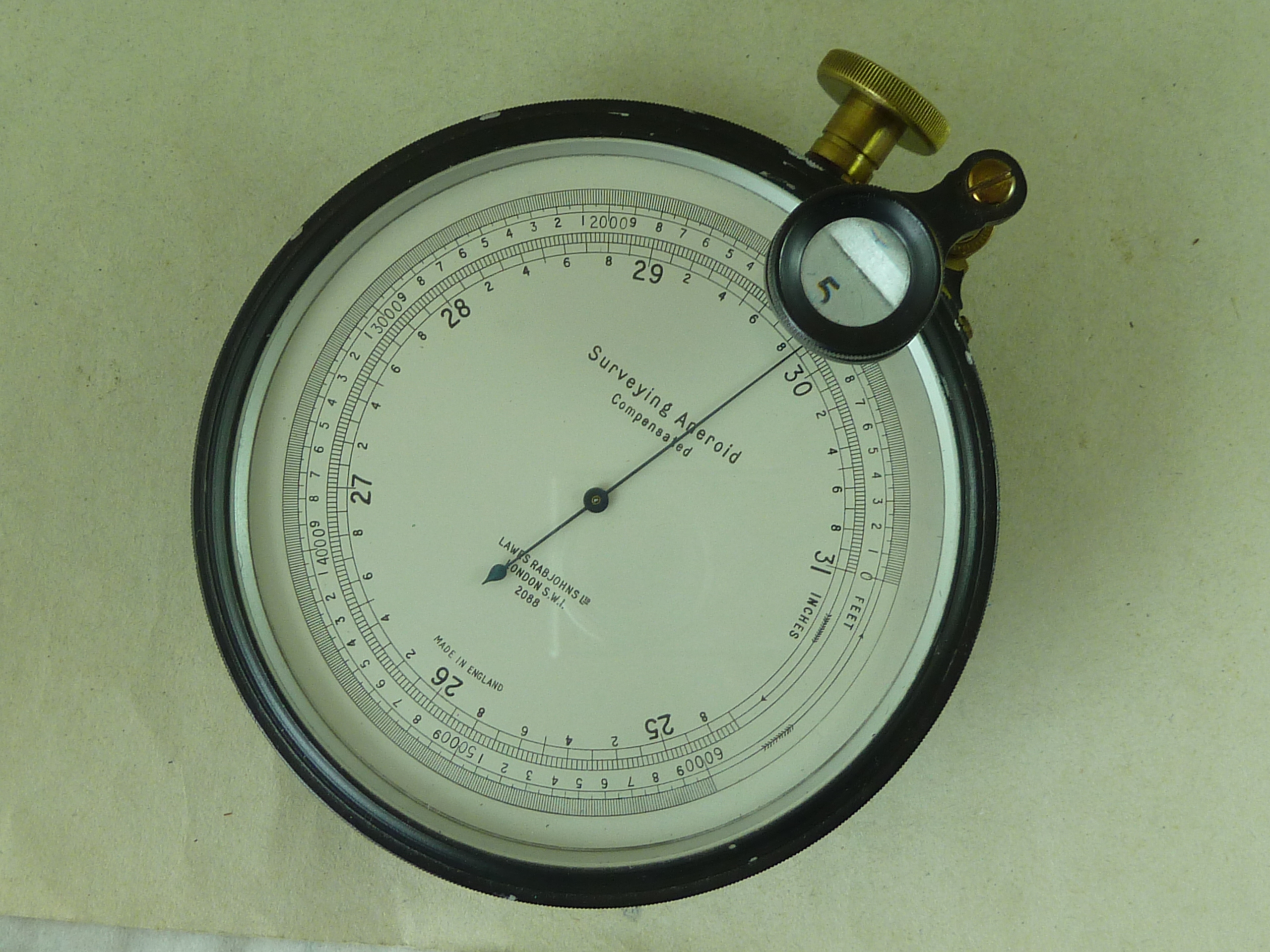 Surveying Aneroid Altimeter Barometer Lawes Rabjohns Ltd London Brass ...