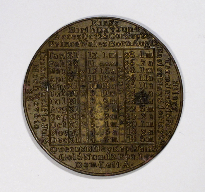 1797 Calendar Medal by James Davies of Birmingham - Fleaglass