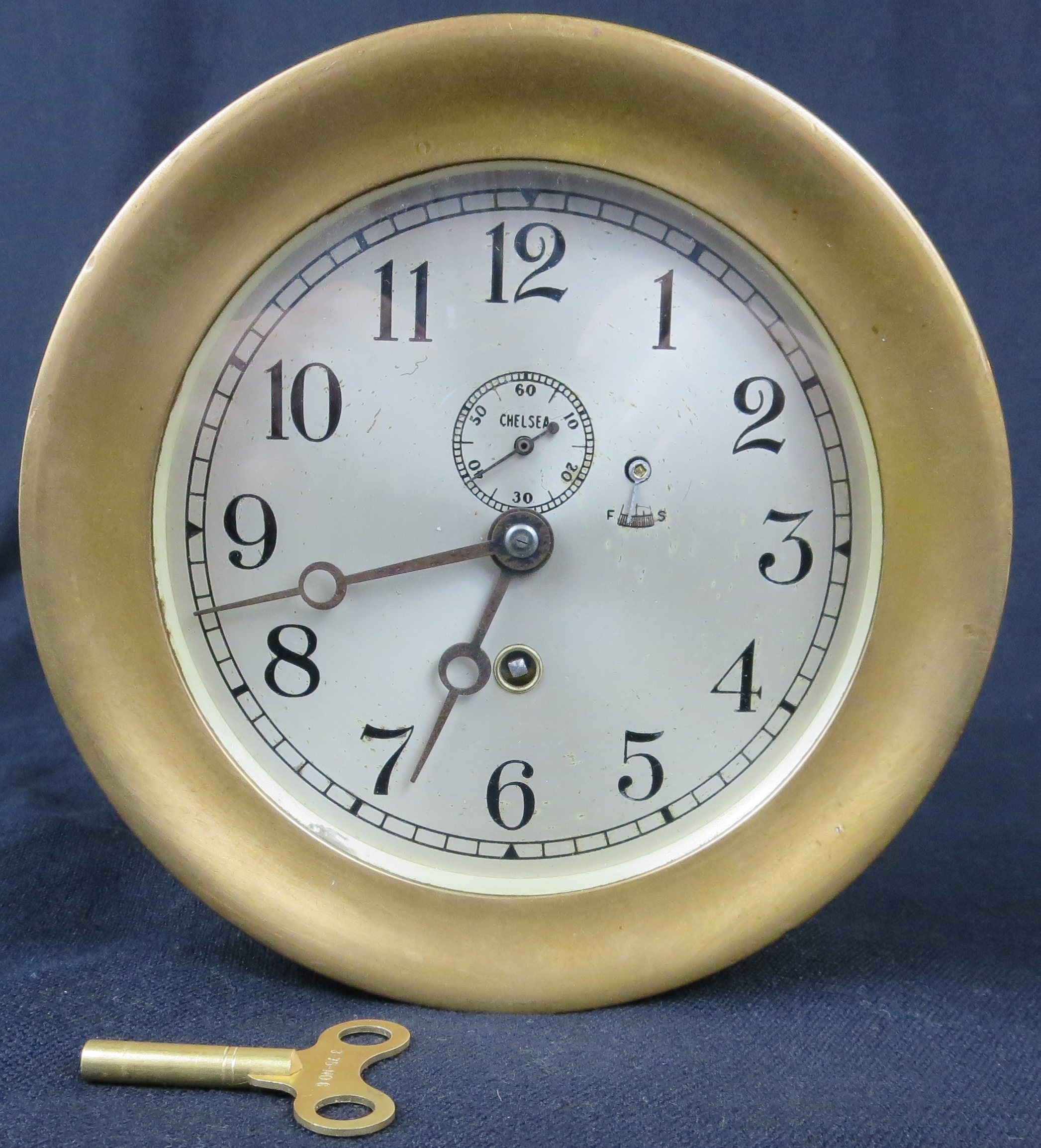 Brass WWII Era Chelsea Clock - Fleaglass