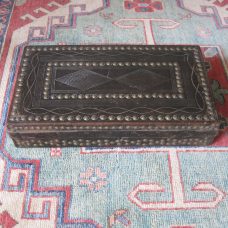 Unusual Leather-Covered & Brass Decorated Surgical Instrument Case