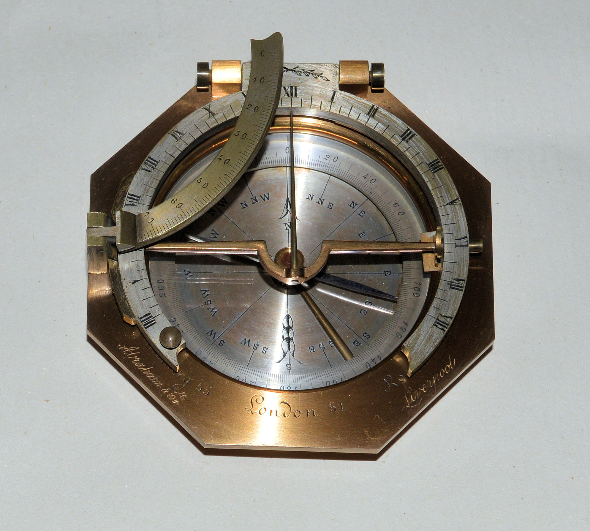 equinoctial universal inclining sundial in case – Abraham & Co., London ...