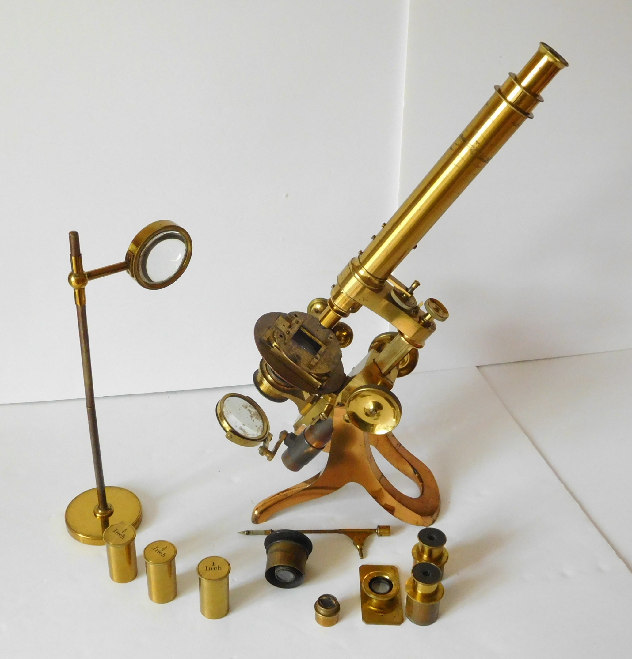 A Large and Impressive 19th Century Brass Monocular Microscope,By ...