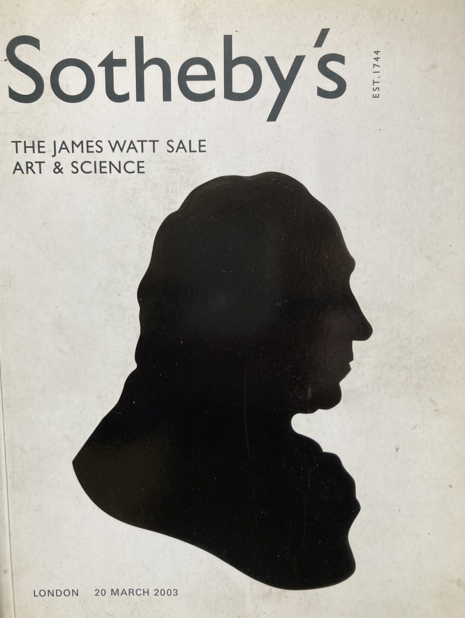 Sotheby’s Auction, 20 March 2003, The James Watt Sale, Art and Science (All Sales go to Medecins sans Frontiere Charity)