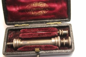 ~FINE GLASS AND STEEL MORPHINE SYRINGE-CASED C.1900~