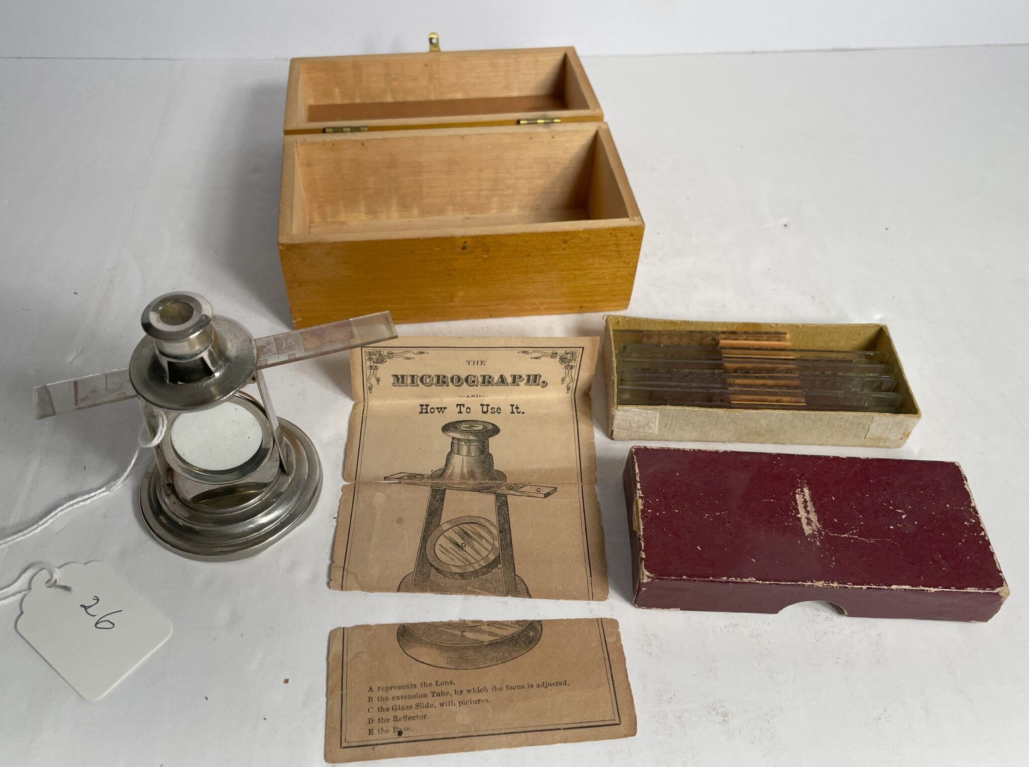 Unsigned Micrograph antique nickel microscope