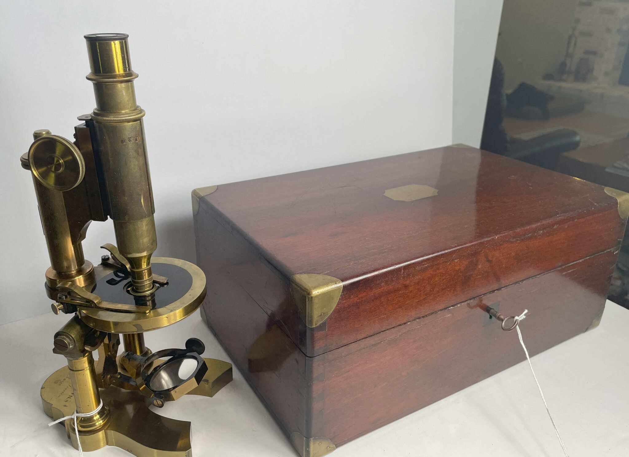 Large Double Pillar Cased Microscope “Grand Modele” by Nachet