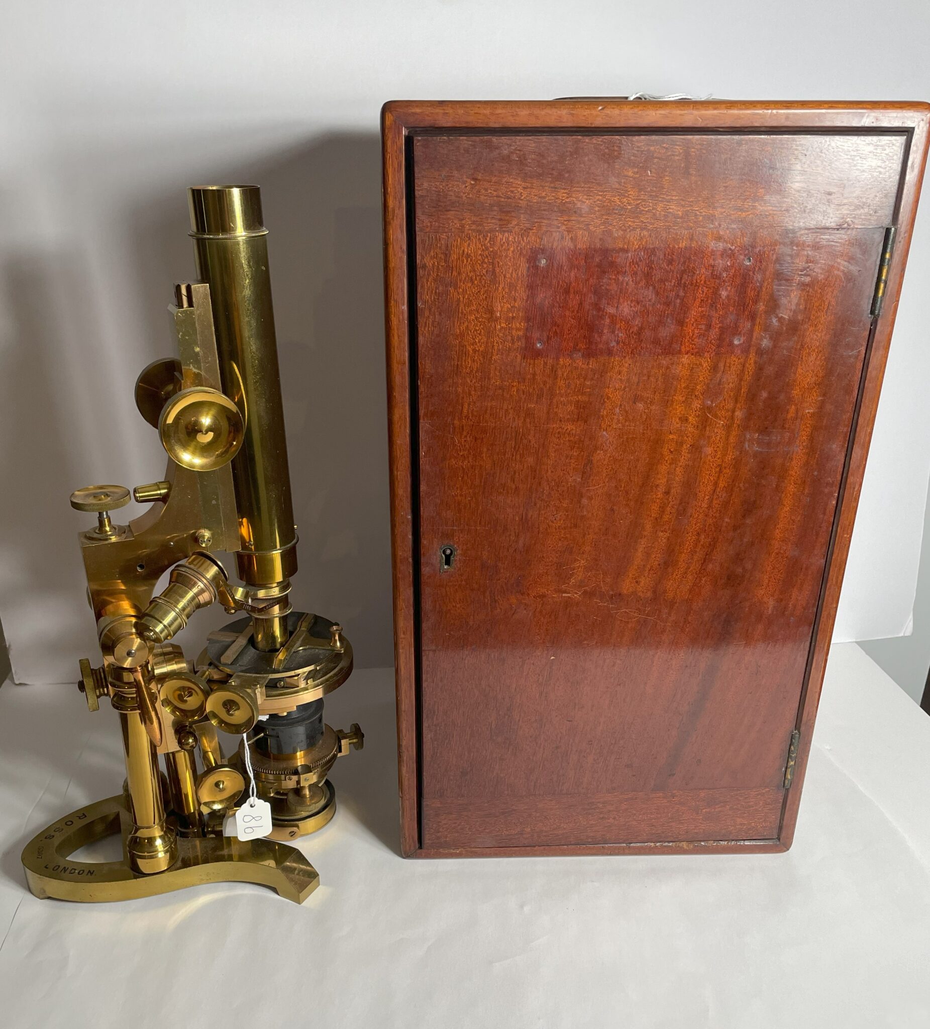 Large, signed cased Ross-Zentmayer Microscope with accessories