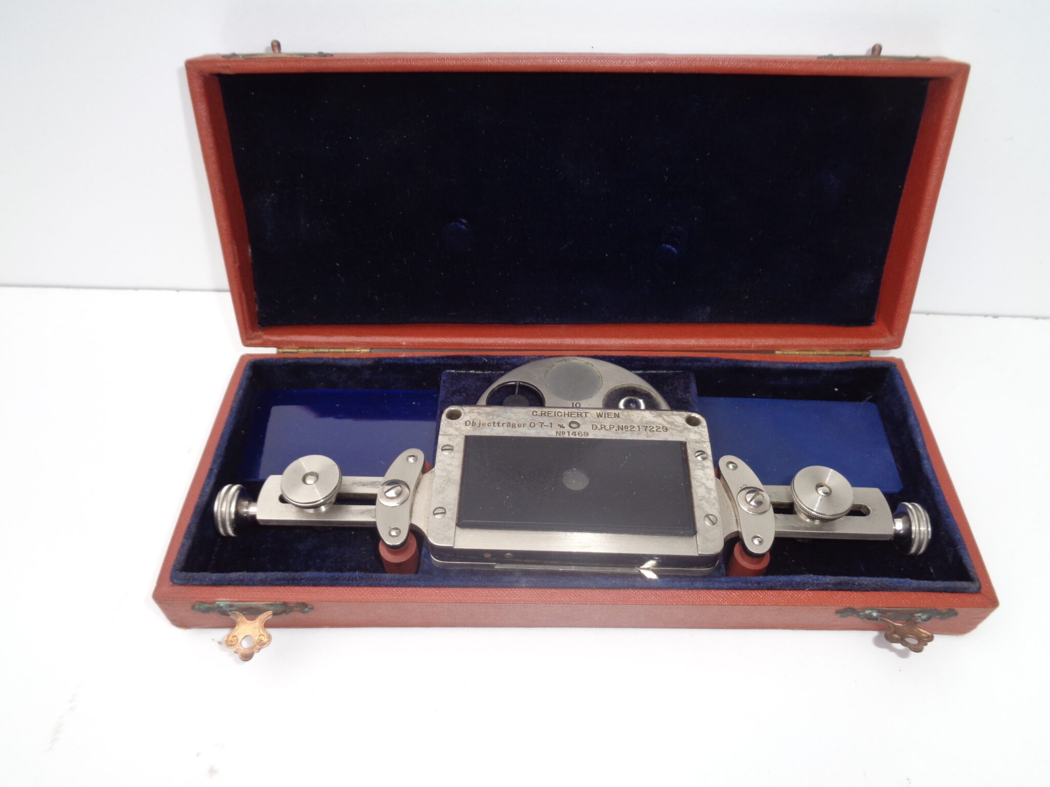 Antique microscope mirror condenser C. Reichert Wien ca 1890 with Box