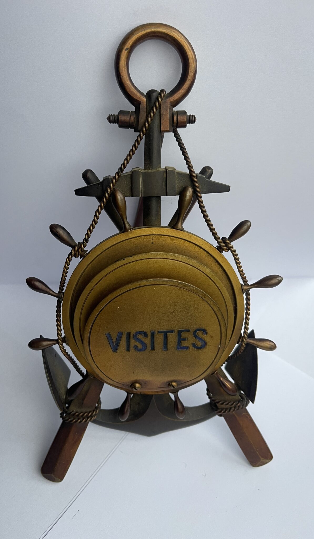 A 1930,s Marine Themed Visiting Card Rack. Oars. Rope. Anchor. Wheel.