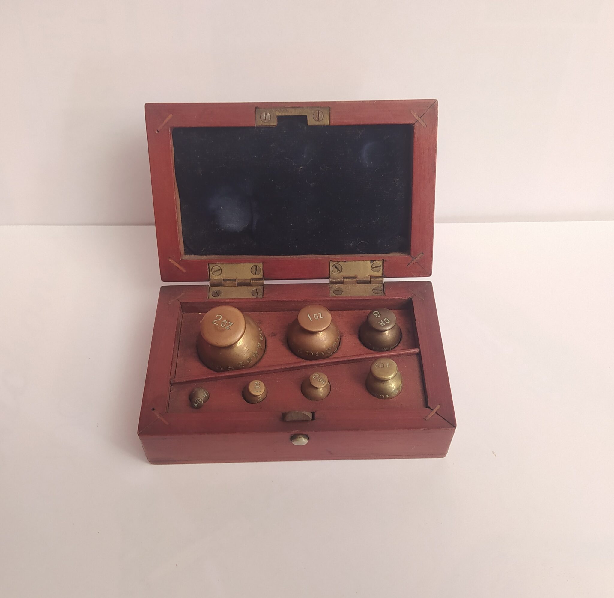 Set of troy weights with wooden box