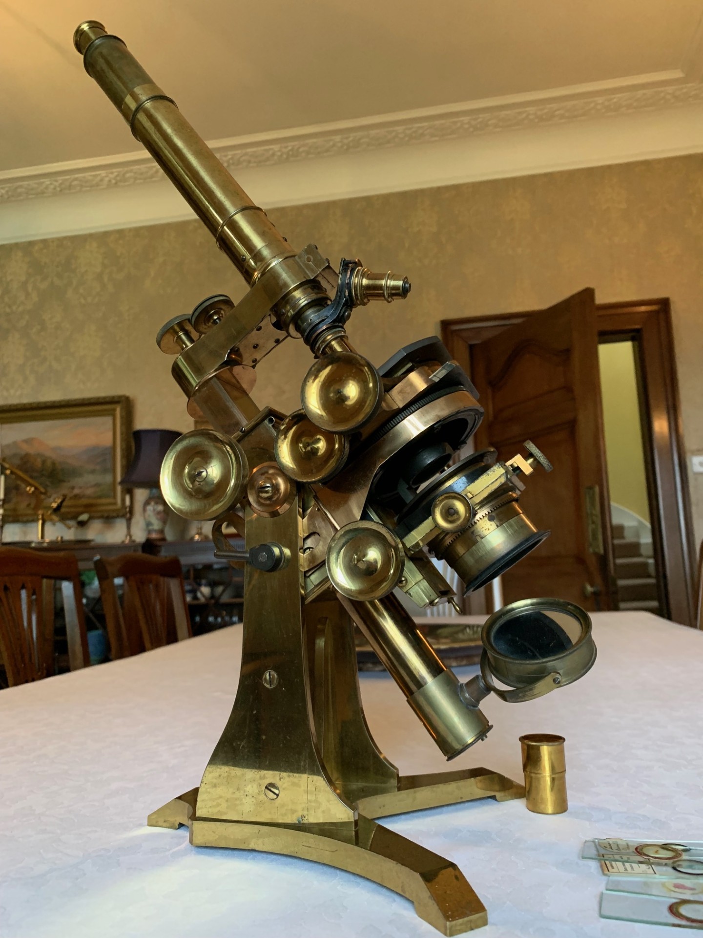 Antique Andrew Ross Large First Class Exhibition Model Microscope in Brass c1861