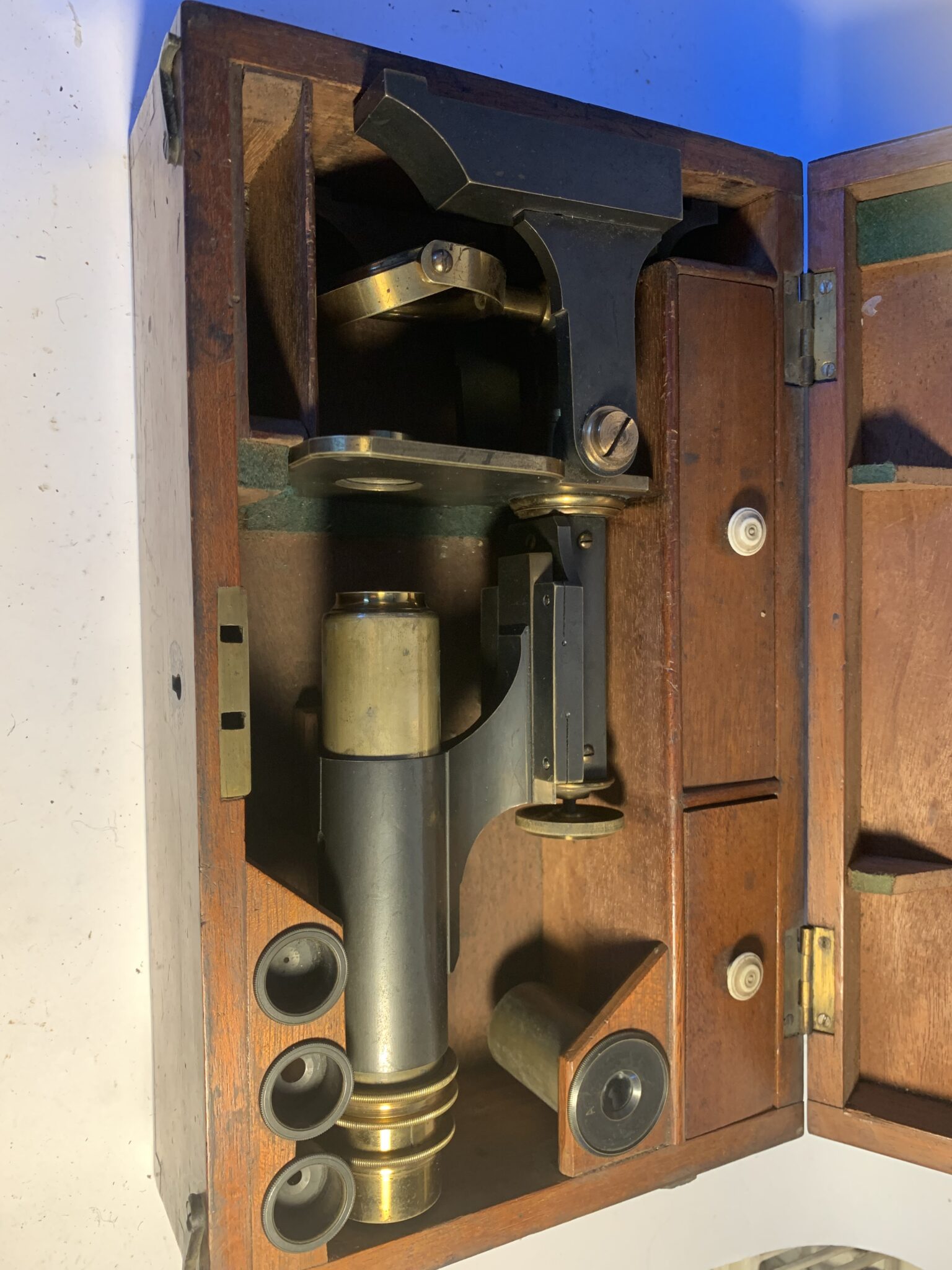 Brass Microscope in Original Case.