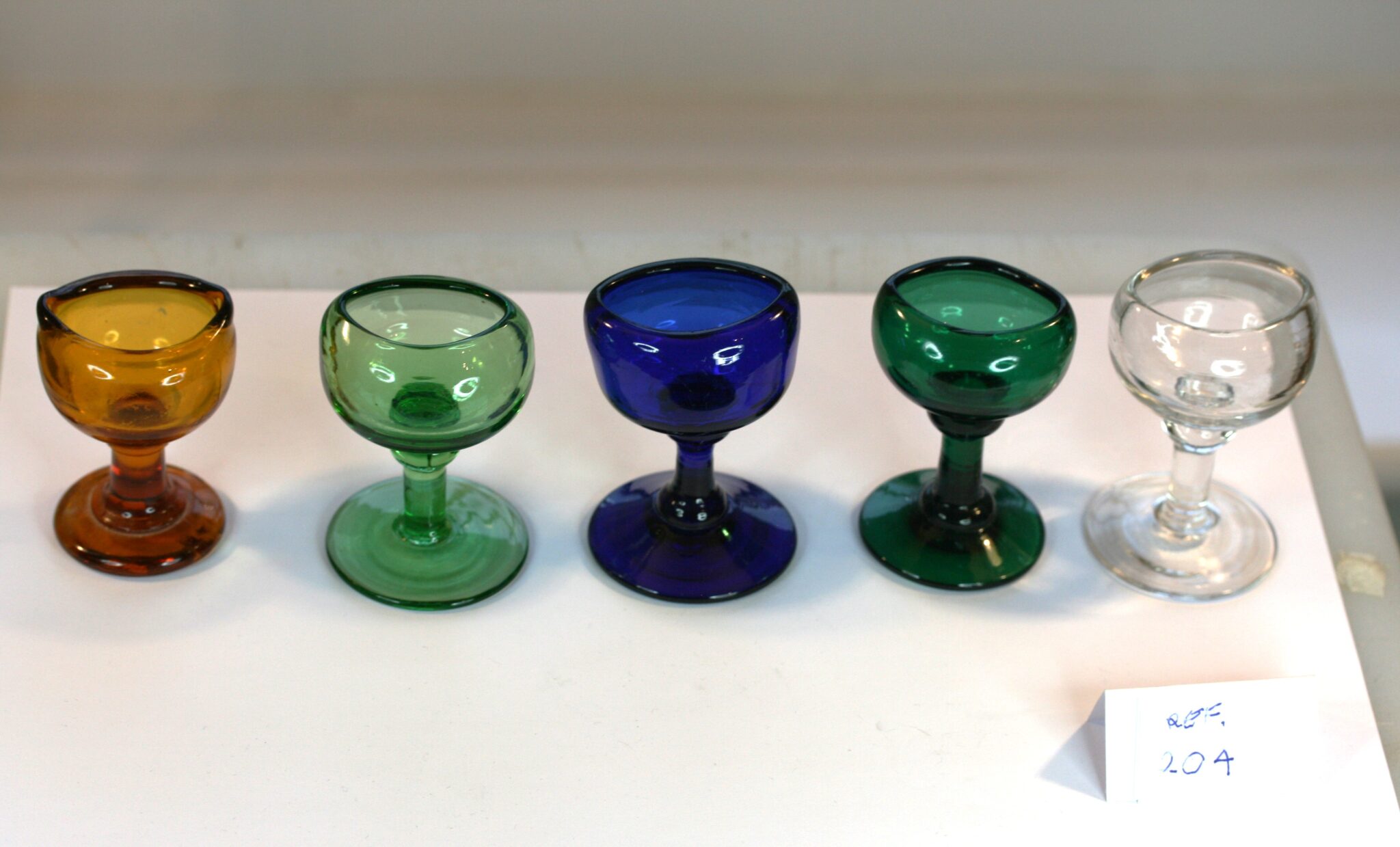 5 x HAND BLOWN  GLASS EYEBATH, NO CHIPS , C1820, WITH PONTIL, EXCELLENT CONDITION